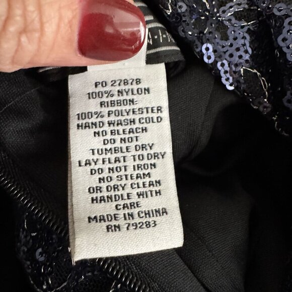 Alex Evenings Navy Blue Sequin Floral Top  3/4 Sleeves Size Small NWT - Picture 7 of 10